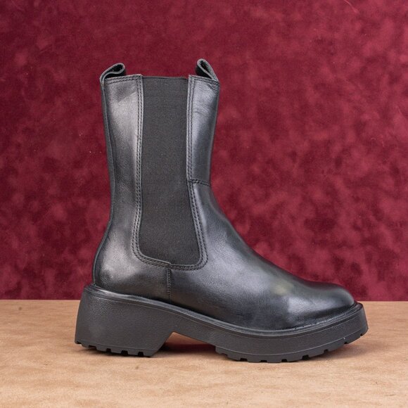 Chelsea Crew Wmn Shadow Black Leather festival Platform Boots 7.5US EUR38 - Picture 3 of 8